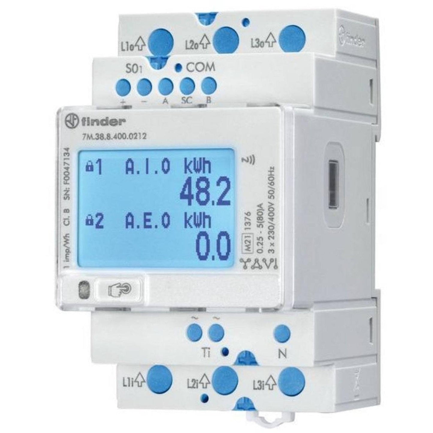 Finder 7M.38.8.400.0212 – Elektronische energiemeter – Real-time energieverbruik monitoren