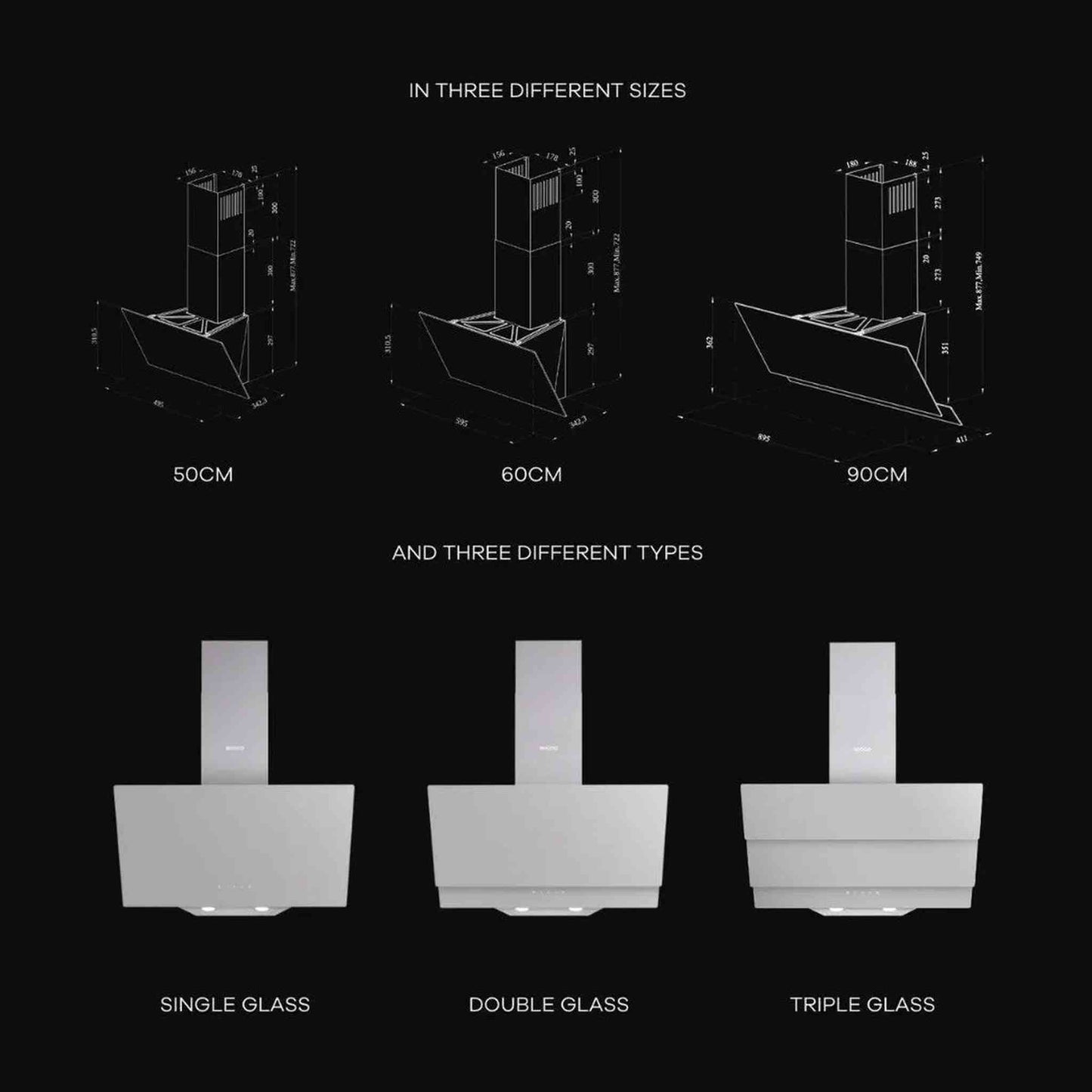 Wiggo WE-B943G W - Wandschouw Afzuigkap