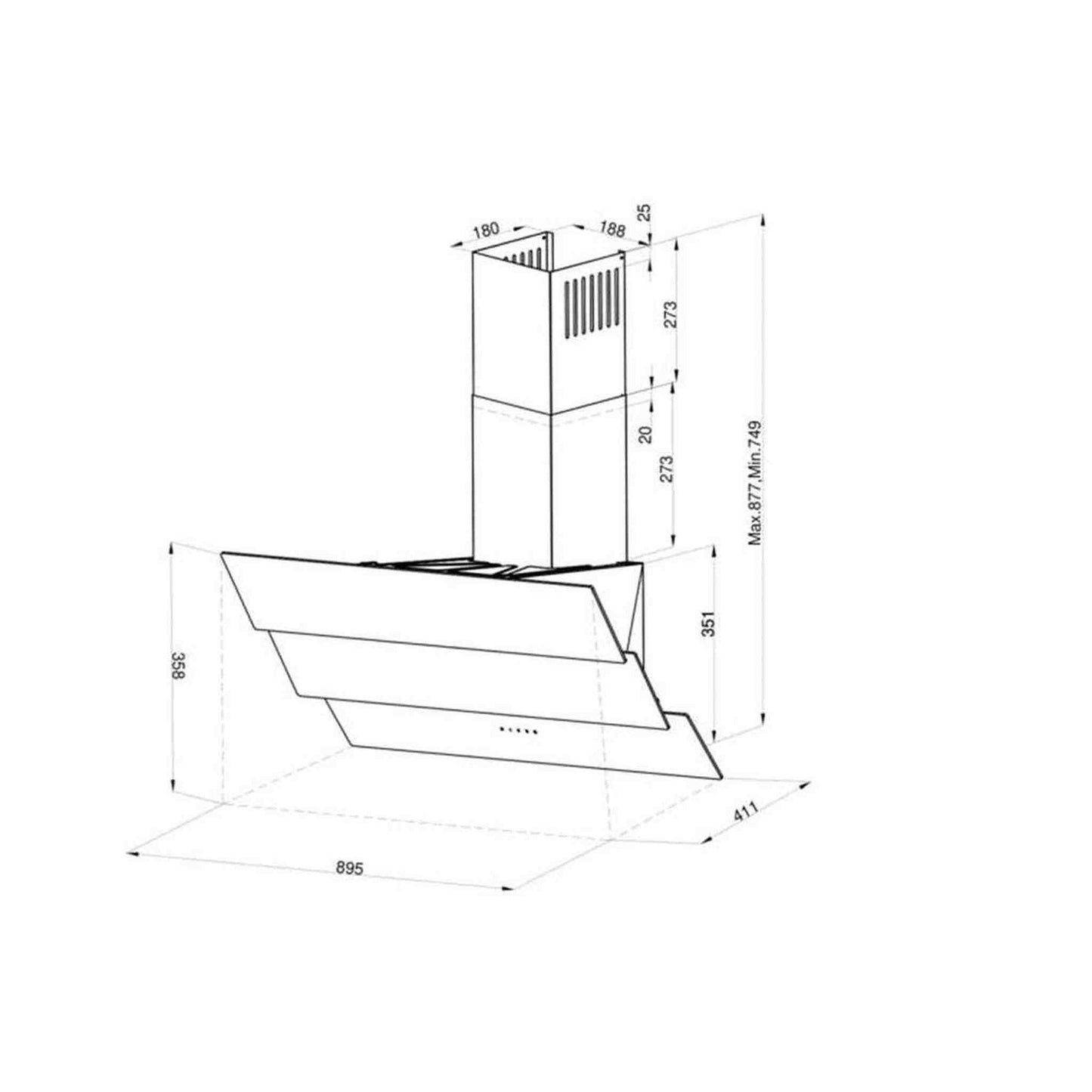 Wiggo WE-E933G W - Wandschouw Afzuigkap