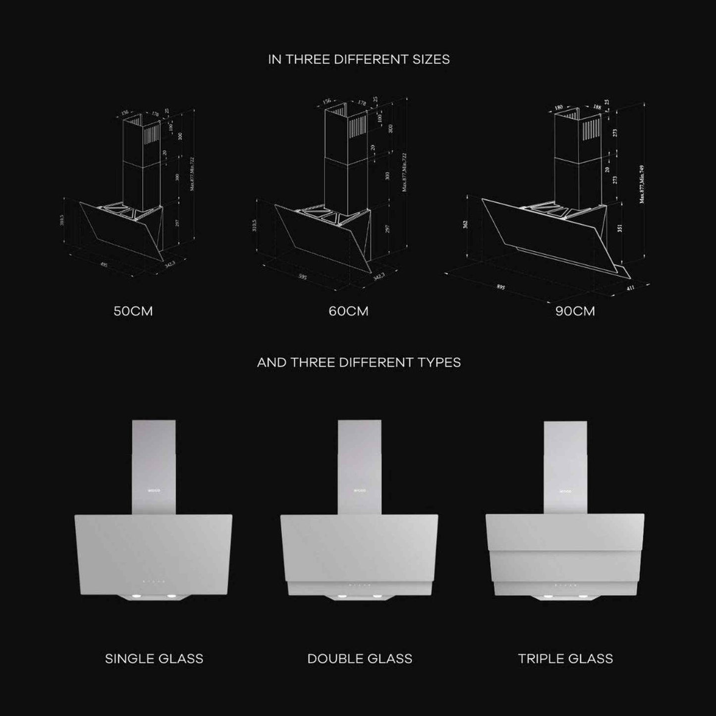 Wiggo WE-E933G W - Wandschouw Afzuigkap