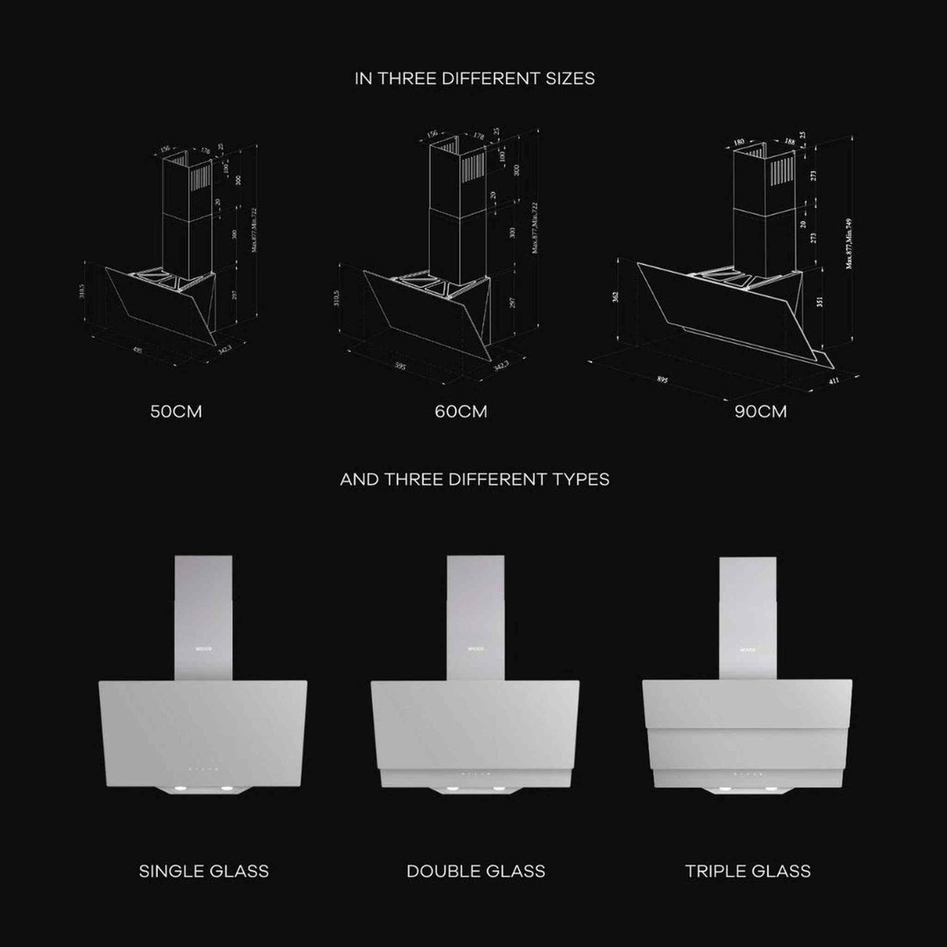 Wiggo WE-E933G W - Wandschouw Afzuigkap