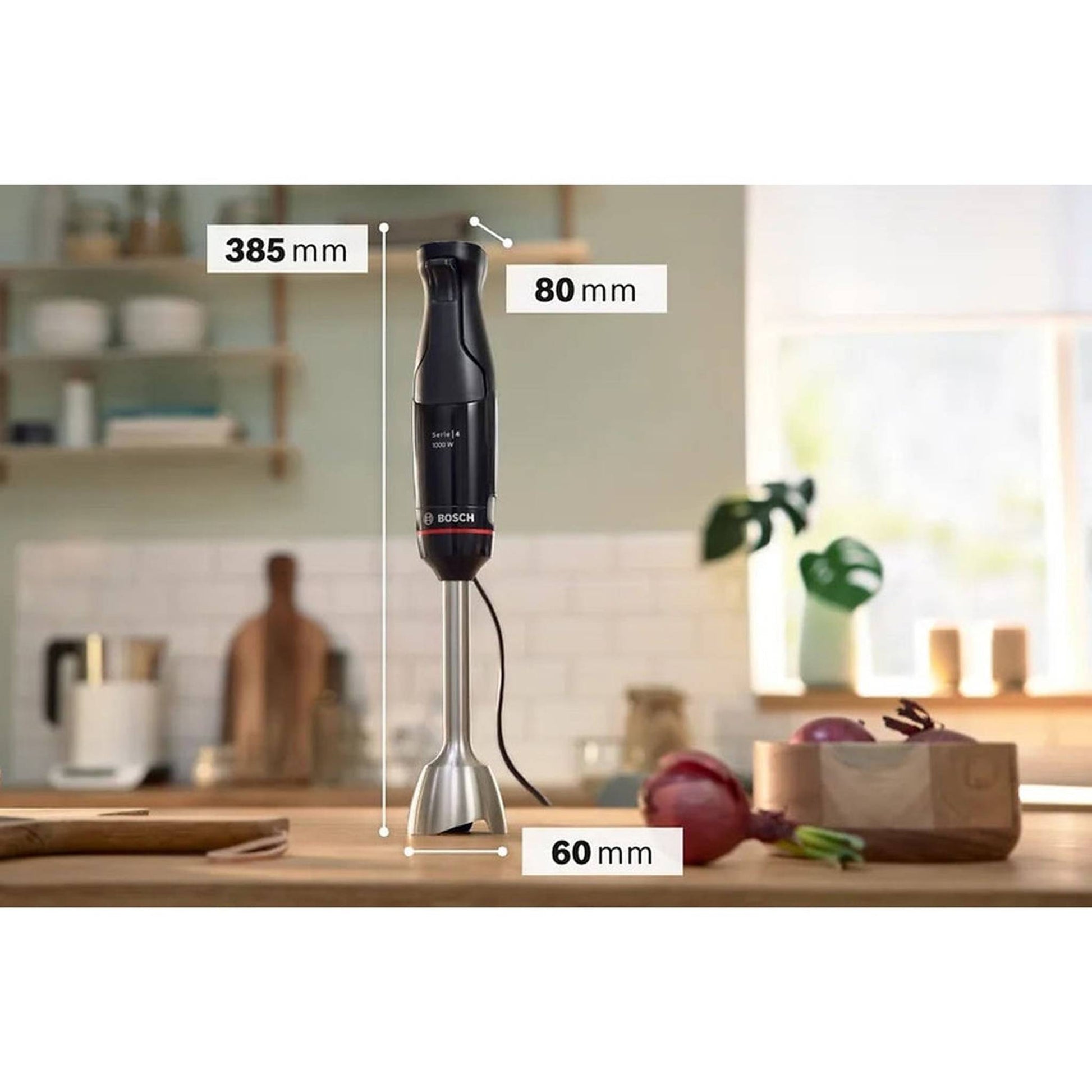 Bosch MSM4B6V2 – Staafmixer – 1000 W, roestvrij staal, traploze snelheidsinstelling