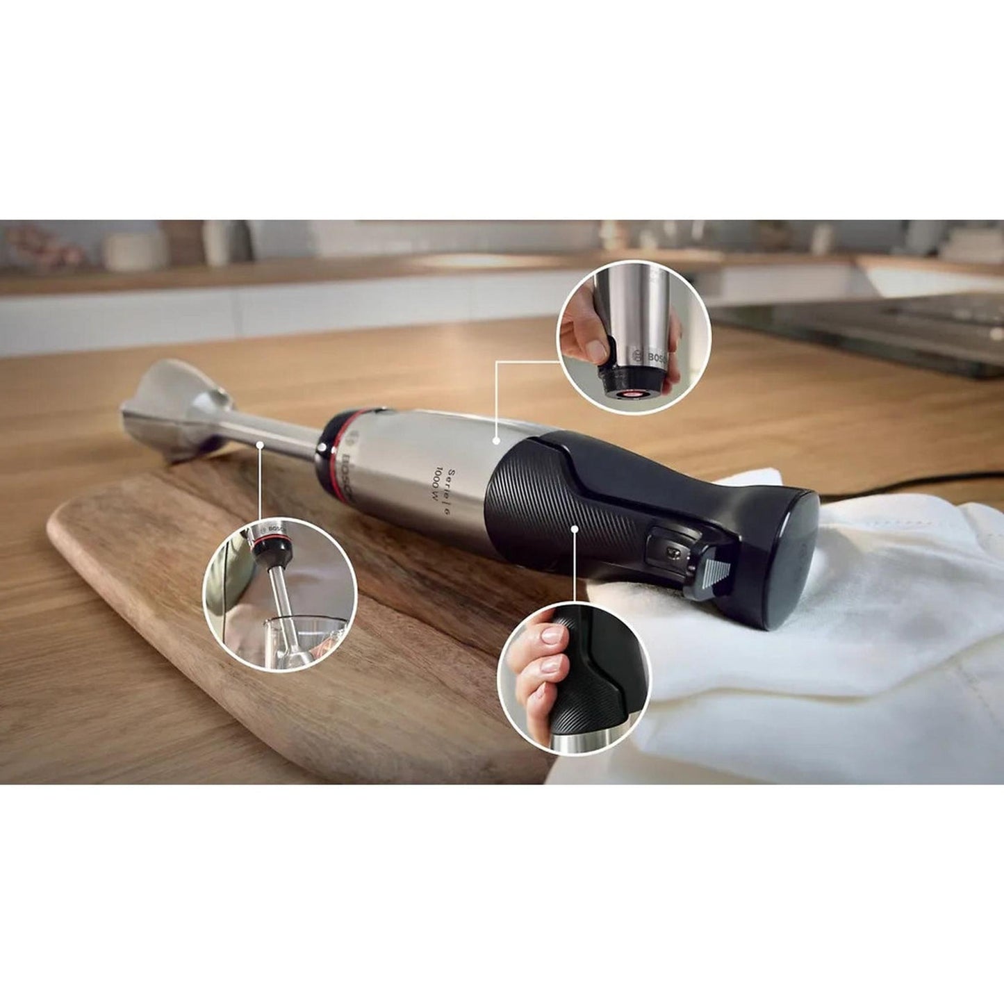 Bosch MSM4B6V2 – Staafmixer – 1000 W, roestvrij staal, traploze snelheidsinstelling