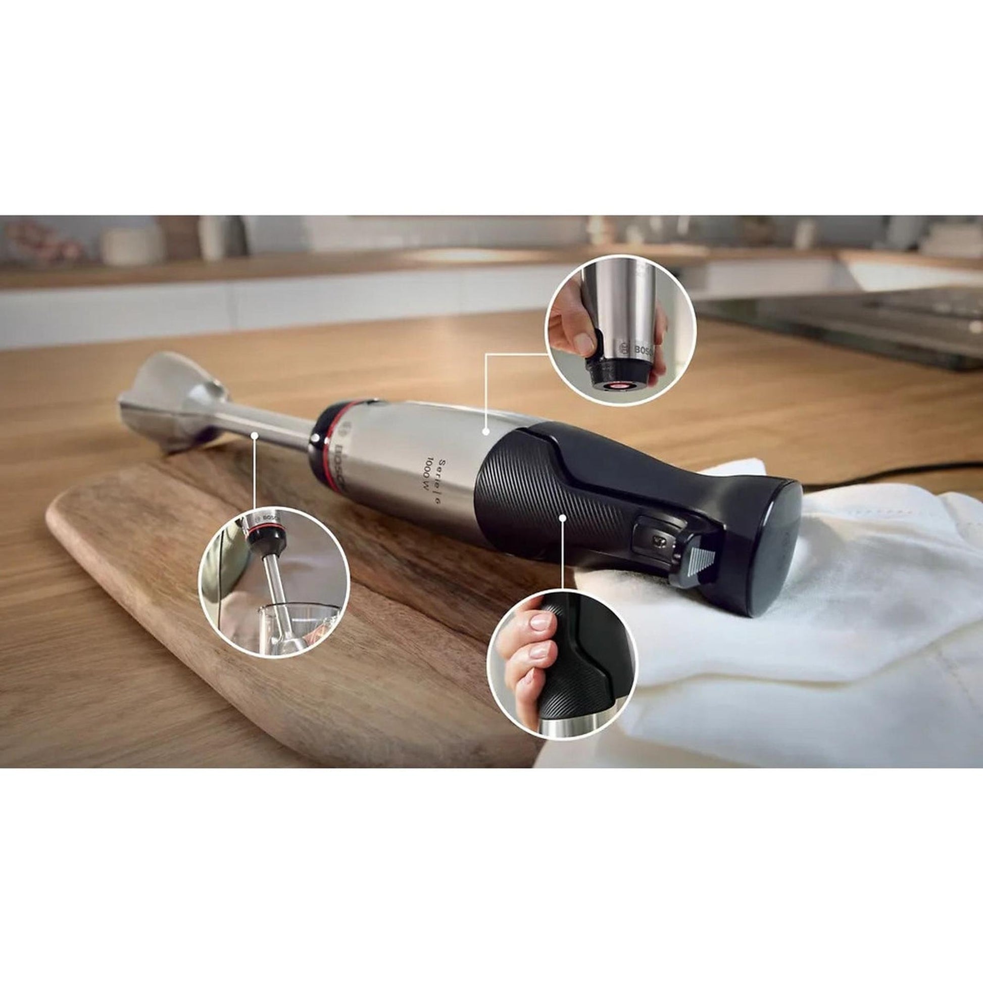 Bosch MSM4B6V2 – Staafmixer – 1000 W, roestvrij staal, traploze snelheidsinstelling