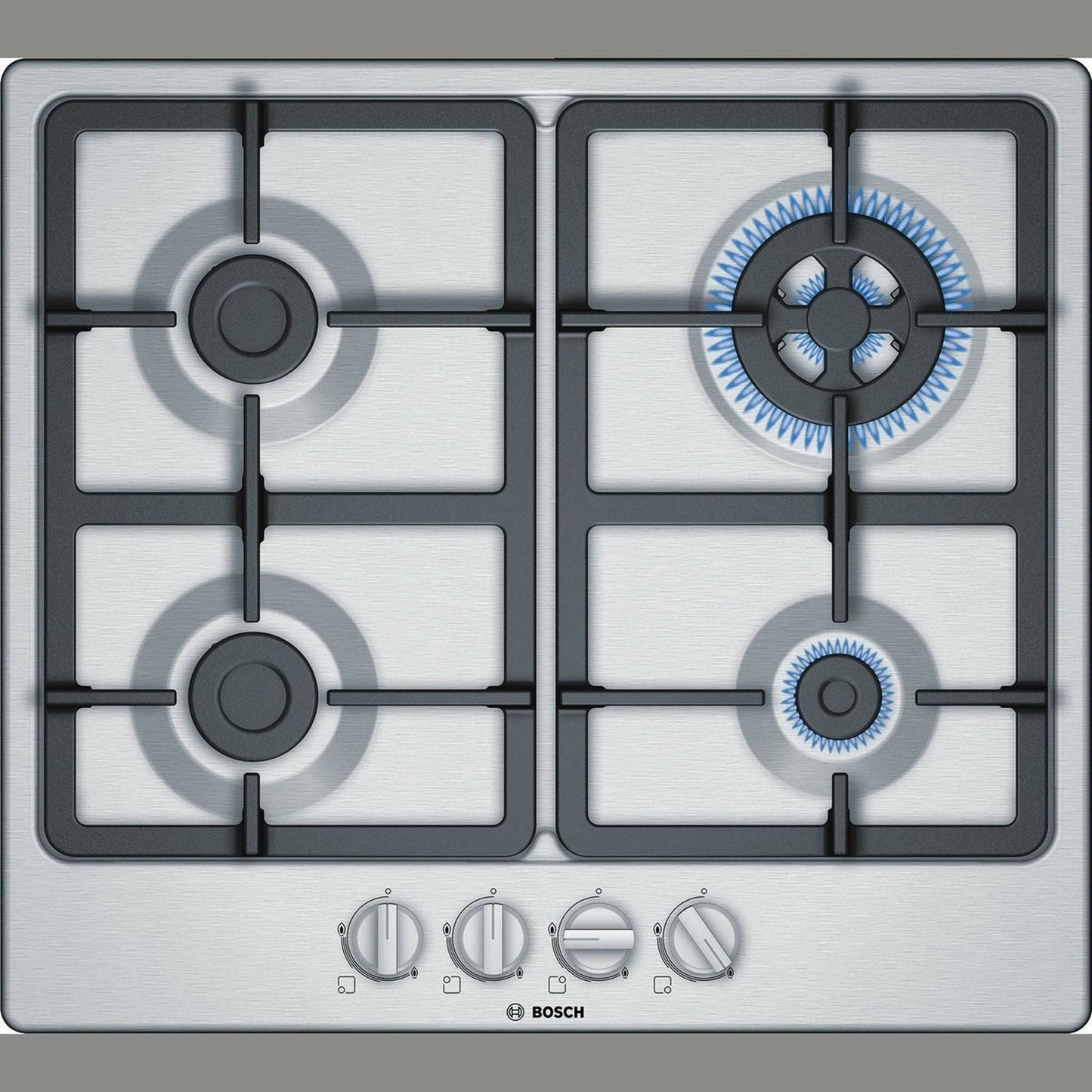Bosch PGH6B5B90 – Kookplaat – Inbouw gaskookplaat van roestvrij staal met draaiknoppen