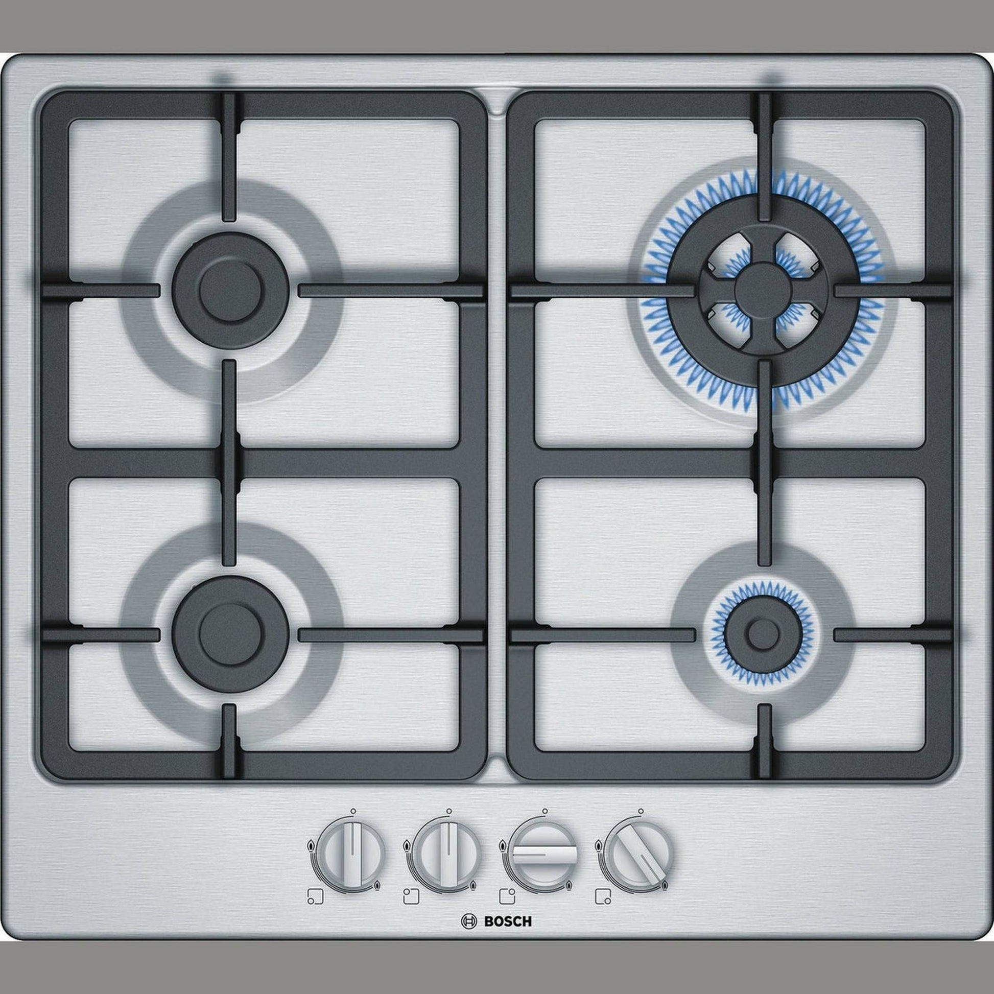 Bosch PGH6B5B90 – Kookplaat – Inbouw gaskookplaat van roestvrij staal met draaiknoppen