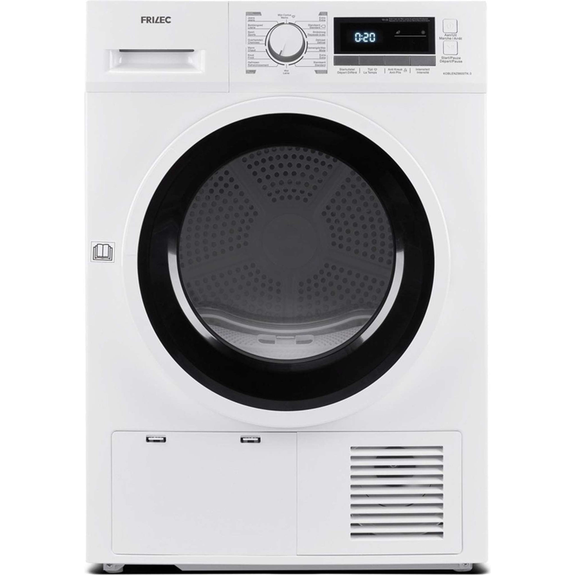 Frilec KOBLENZ8600TK – Condensdroger – Voorlader – 69 dB – Vrijstaand wit model