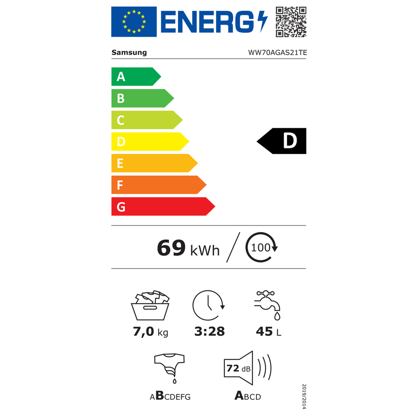 Samsung WW70AGAS21TE - Wasmachine