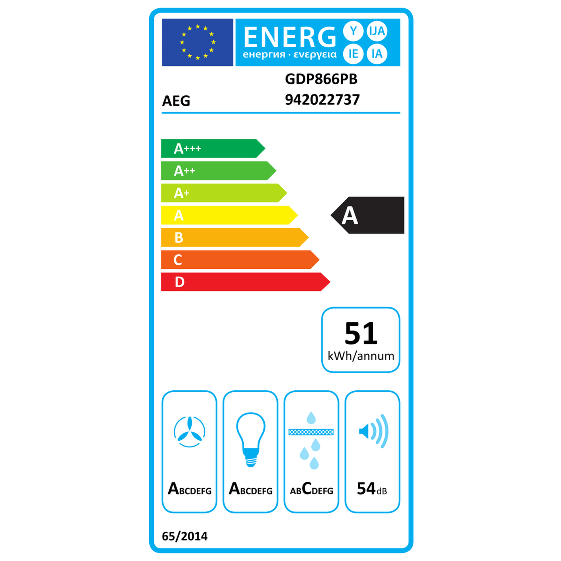 AEG GDP866PB - Vlakscherm Afzuigkap