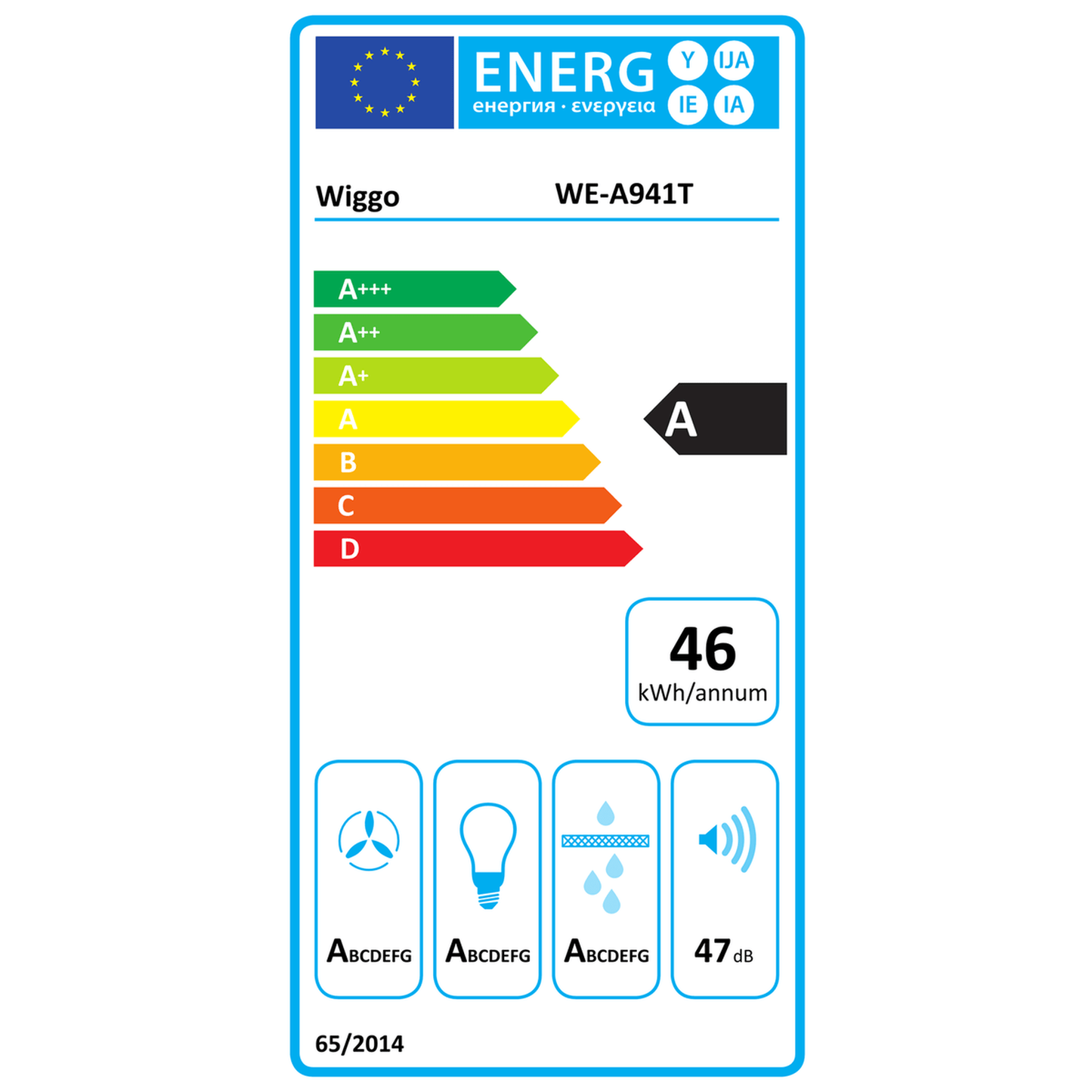 Wiggo WE-A941T B - Wandschouw Afzuigkap