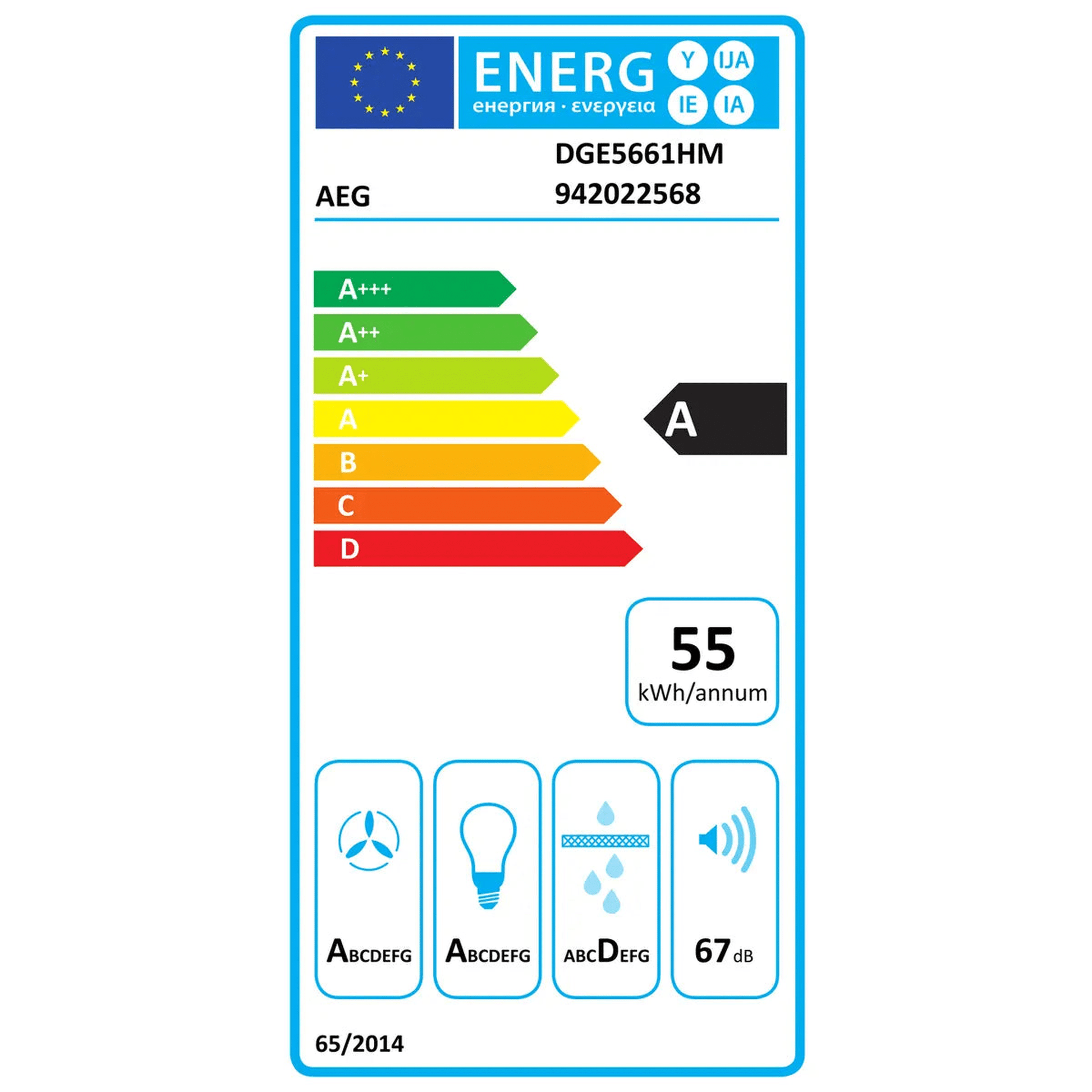 AEG DGE5661HM - Afzuigkap