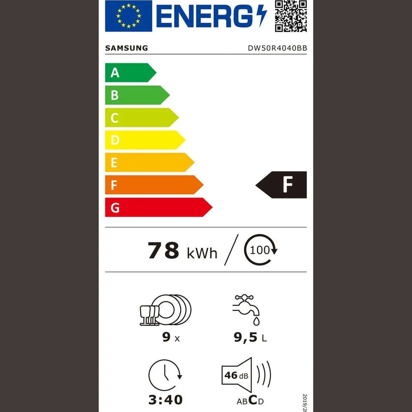 Samsung DW50R4040BB - Inbouw vaatwasser - Volledig geïntegreerd