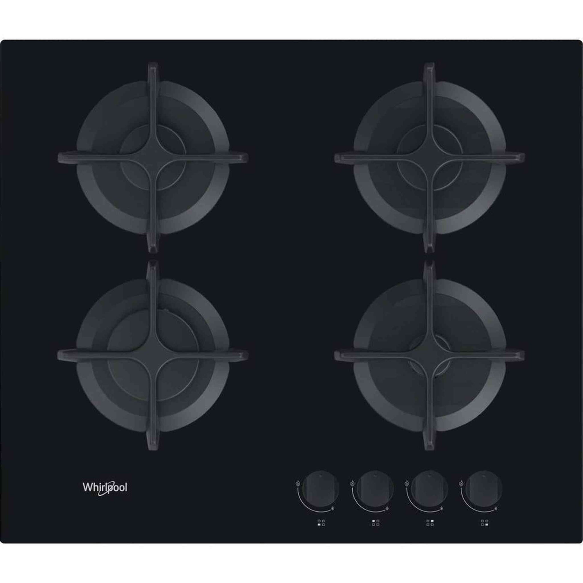 Whirlpool AKT616NB – Inbouw Gas Kookplaat – 59 cm breed, eenvoudige bediening met draaiknoppen