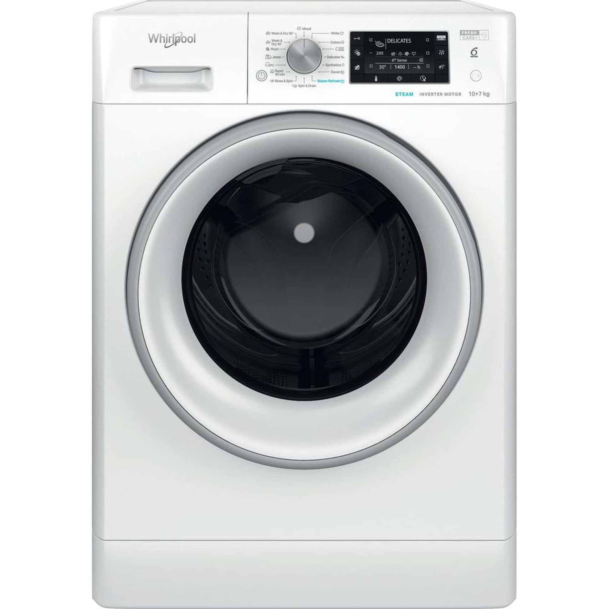 Whirlpool FFWDD1076258SVEE – Wasmachine – Voorlader – Energieklasse B met efficiënt water- en energieverbruik