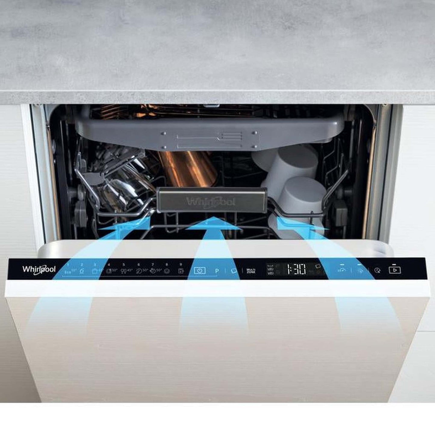 Whirlpool WSIP4O33PFE – Inbouwvaatwasser – Energiezuinig en compact 10 couverts, 43 dB