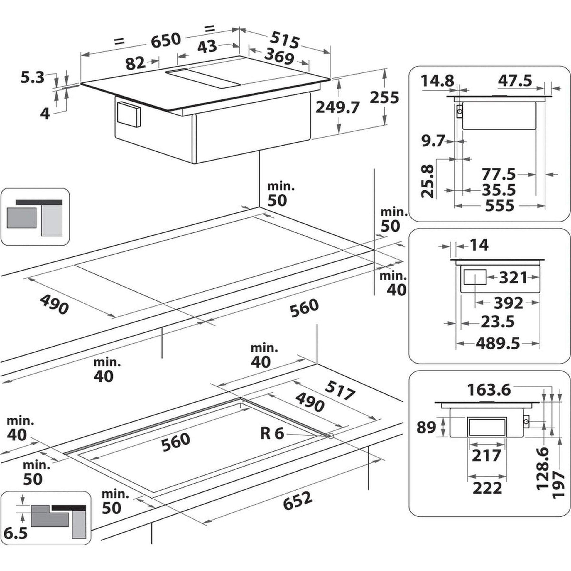 Whirlpool WVH1065B – Kookplaat – Inbouw inductie, zwart keramiek met ingebouwde afzuiging