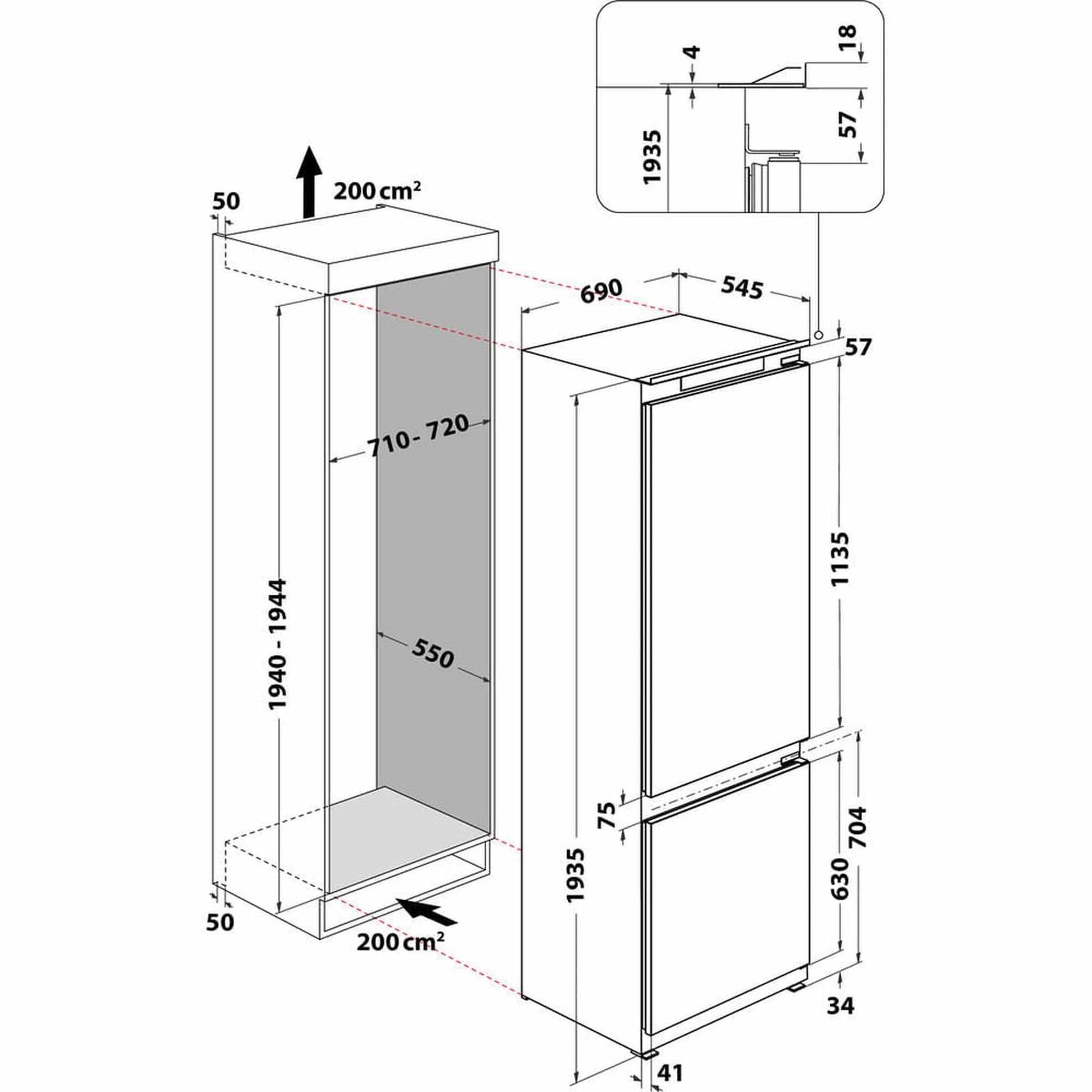Whirlpool SP40812EU2 – Koelkast - Koel-vriescombinatie – 4 sterren vriesvak, ideaal voor grote gezinnen