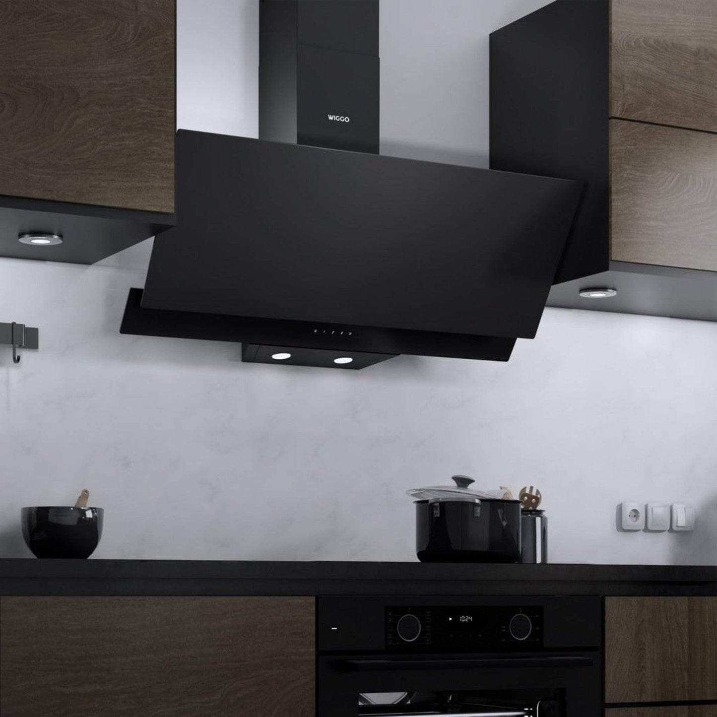 Wiggo WE-A942G B - Wandafzuigkap 90 cm - Extra Hoofdruimte & Touch-Bediening
