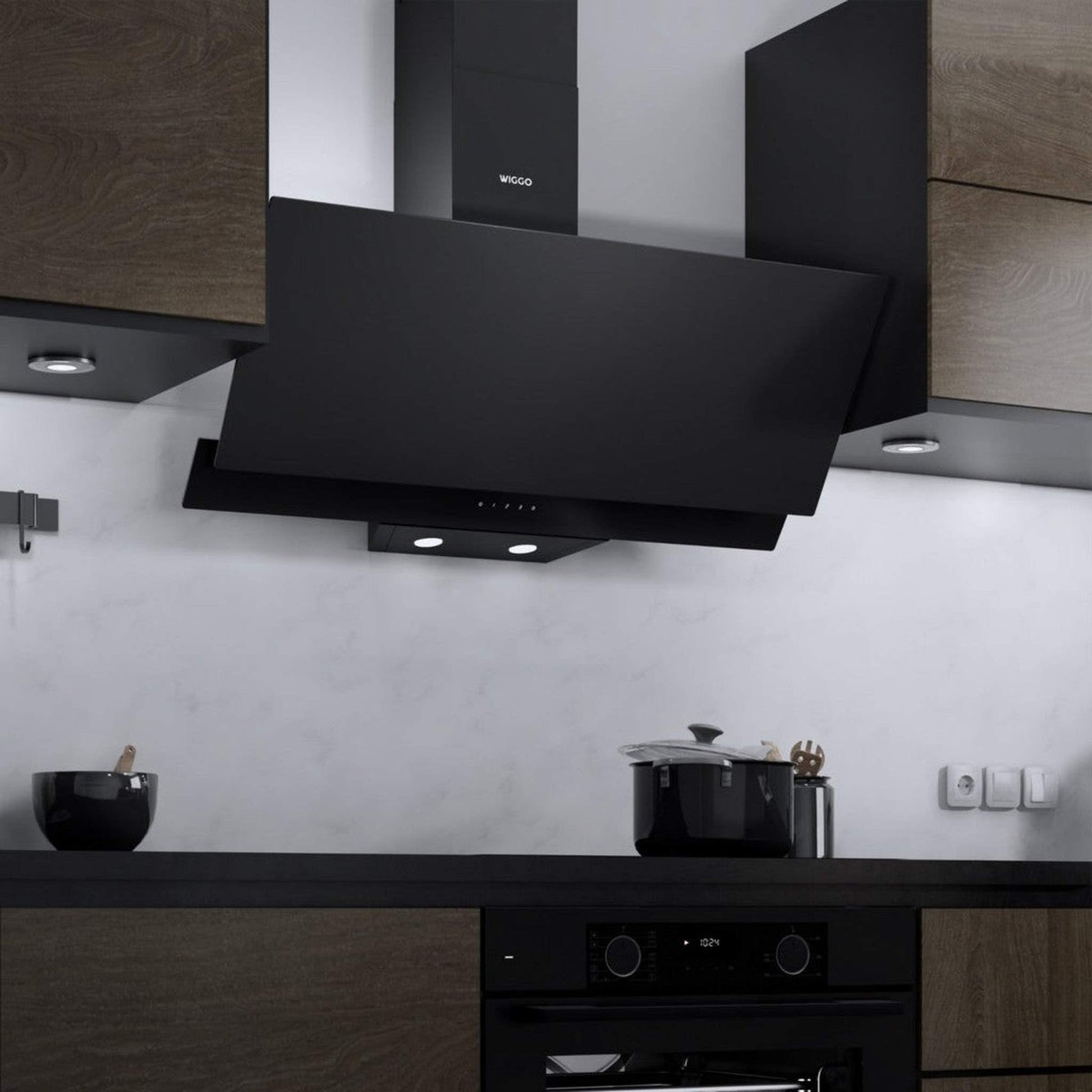 Wiggo WE-A942G B - Wandafzuigkap 90 cm - Extra Hoofdruimte & Touch-Bediening