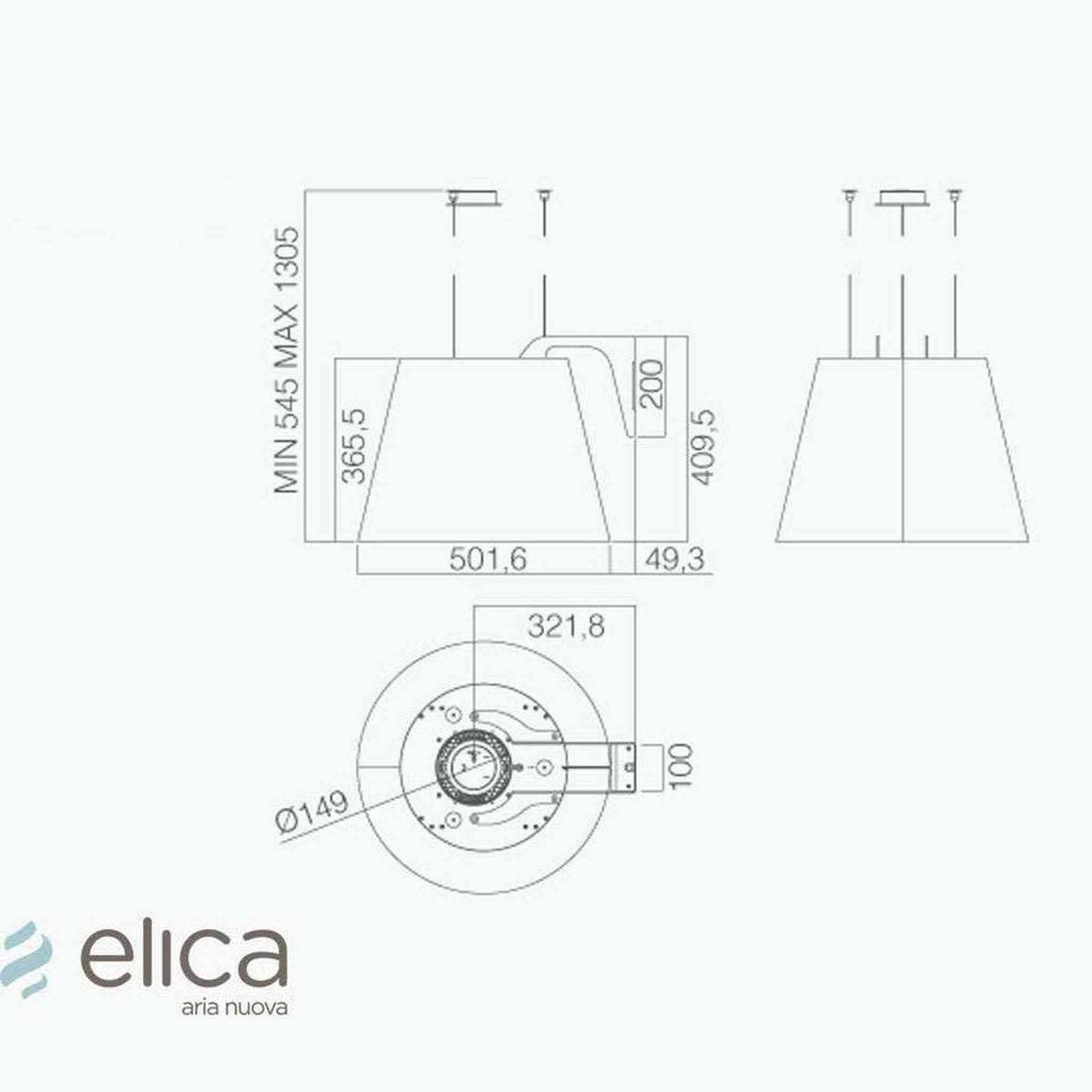 Elica EASY UX WH/F/50 - Eiland Afzuigkap