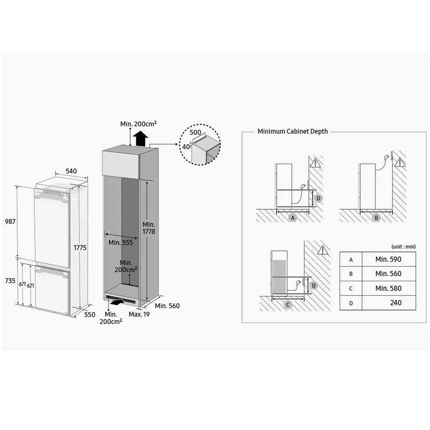 Samsung BRB26602EWW - Inbouw Koel-vriescombinatie - No Frost